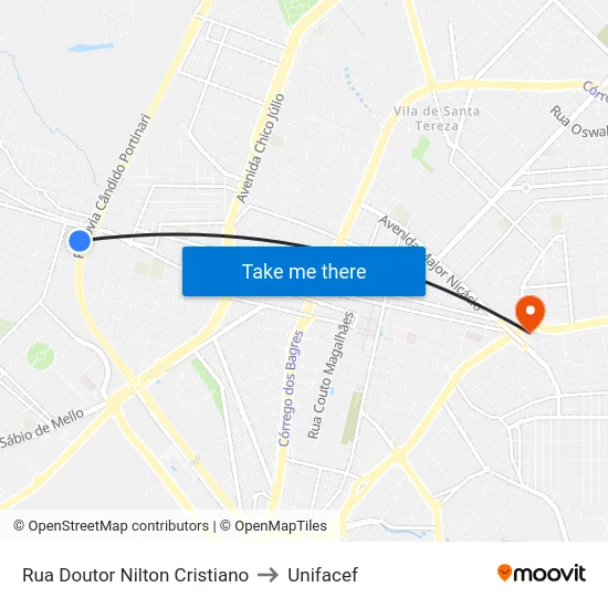 Rua Doutor Nilton Cristiano to Unifacef map