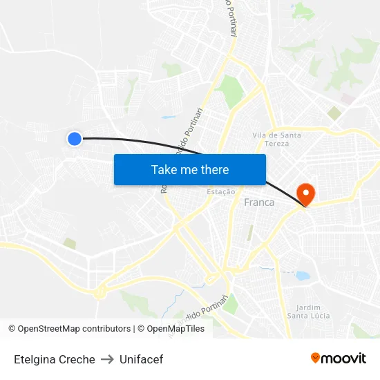 Etelgina Creche to Unifacef map