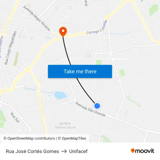 Rua José Cortês Gomes to Unifacef map