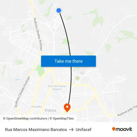 Rua Marcos Maxímiano Barcelos to Unifacef map