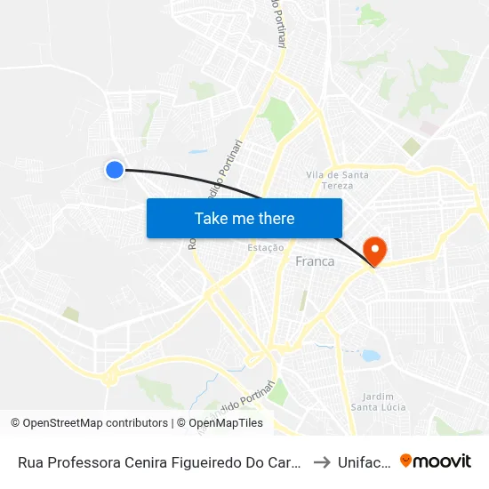 Rua Professora Cenira Figueiredo Do Carmo to Unifacef map