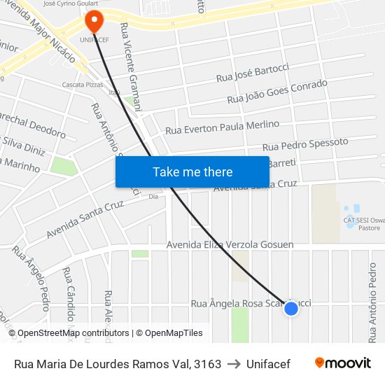 Rua Maria De Lourdes Ramos Val, 3163 to Unifacef map