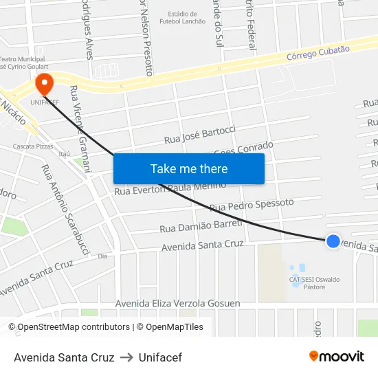Avenida Santa Cruz to Unifacef map