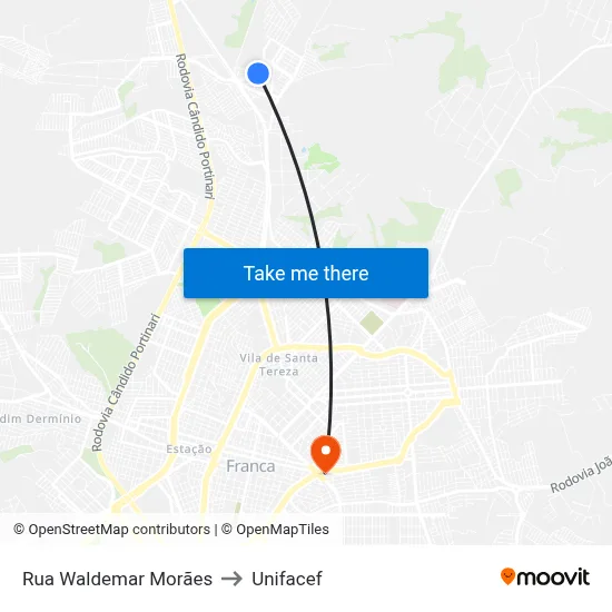 Rua Waldemar Morães to Unifacef map