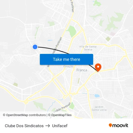 Clube Dos Sindicatos to Unifacef map