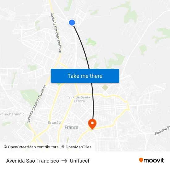 Avenida São Francisco to Unifacef map