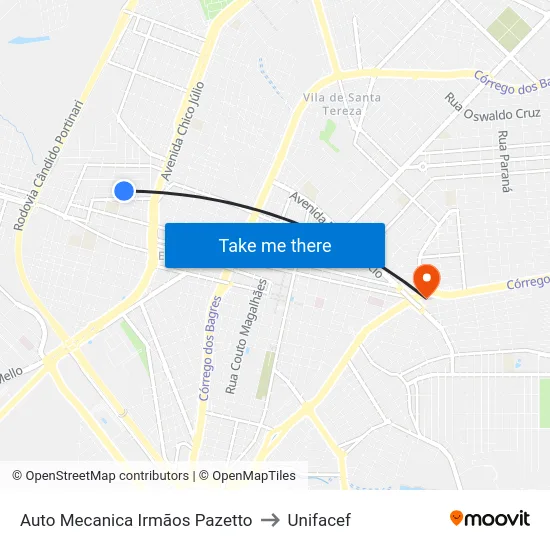 Auto Mecanica Irmãos Pazetto to Unifacef map