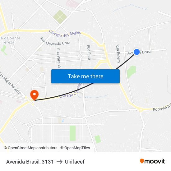 Avenida Brasil, 3131 to Unifacef map