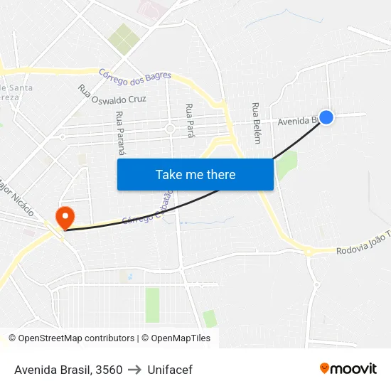 Avenida Brasil, 3560 to Unifacef map