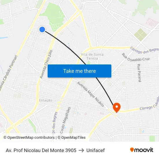 Av. Prof Nicolau Del Monte 3905 to Unifacef map