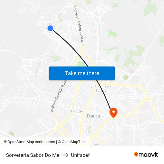 Sorveteria Sabor Do Mel to Unifacef map
