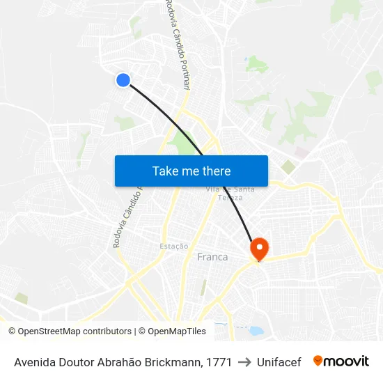 Avenida Doutor Abrahão Brickmann, 1771 to Unifacef map