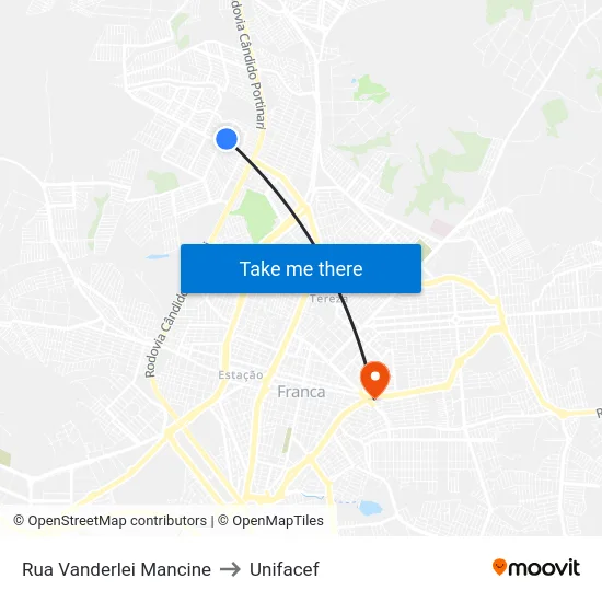 Rua Vanderlei Mancine to Unifacef map