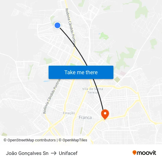 João Gonçalves Sn to Unifacef map