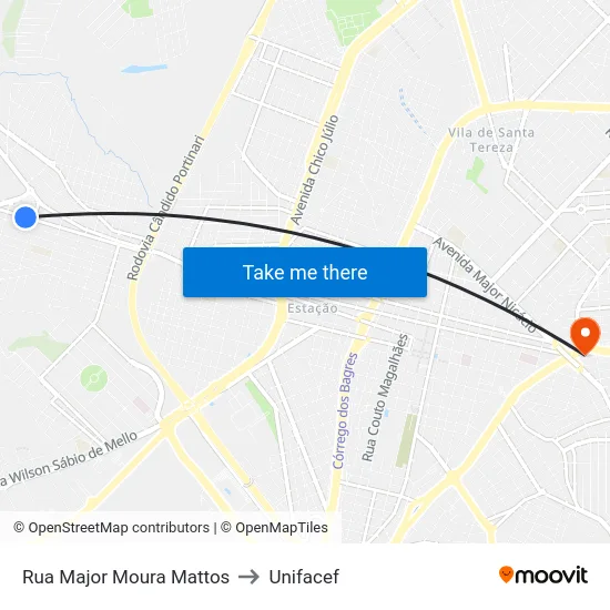 Rua Major Moura Mattos to Unifacef map