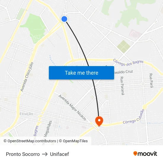 Pronto Socorro to Unifacef map