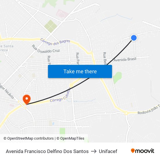 Avenida Francisco Delfino Dos Santos to Unifacef map