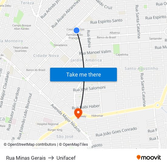 Rua Minas Gerais to Unifacef map