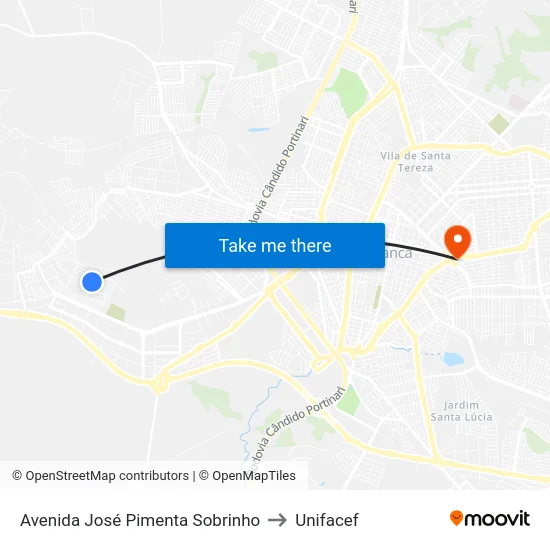Avenida José Pimenta Sobrinho to Unifacef map