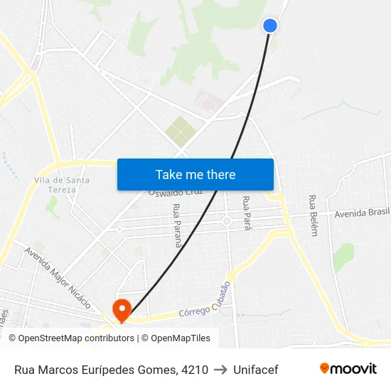 Rua Marcos Eurípedes Gomes, 4210 to Unifacef map