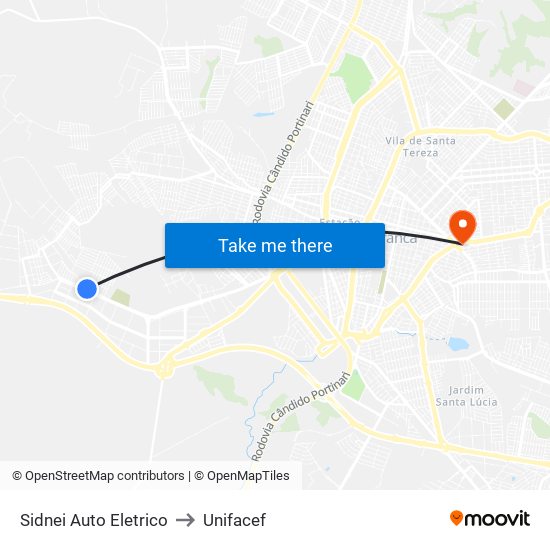 Sidnei Auto Eletrico to Unifacef map