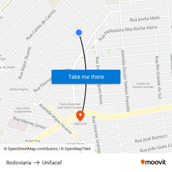 Rodoviaria to Unifacef map