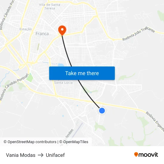 Vania Modas to Unifacef map