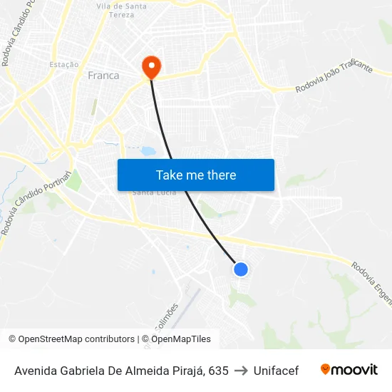 Avenida Gabriela De Almeida Pirajá, 635 to Unifacef map