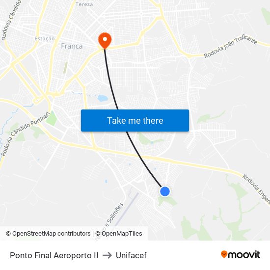 Ponto Final Aeroporto II to Unifacef map