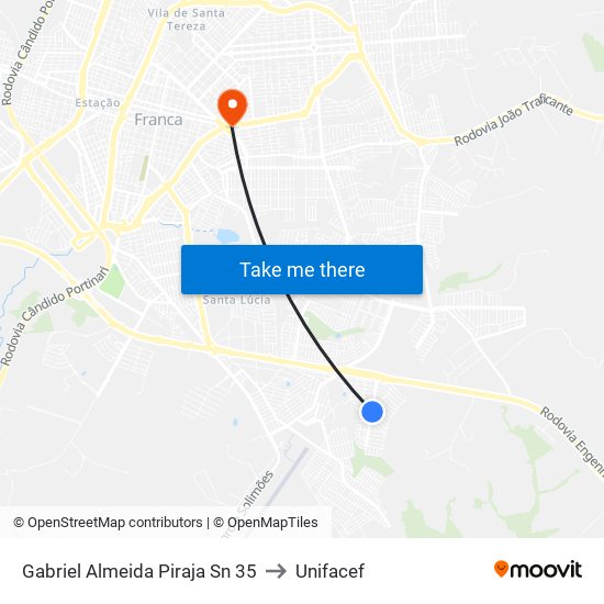 Gabriel Almeida Piraja Sn 35 to Unifacef map