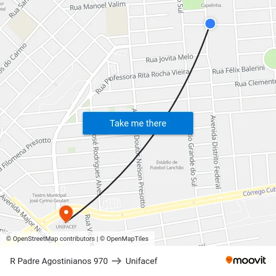 R Padre Agostinianos 970 to Unifacef map