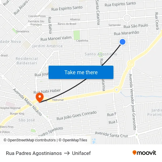 Rua Padres Agostinianos to Unifacef map