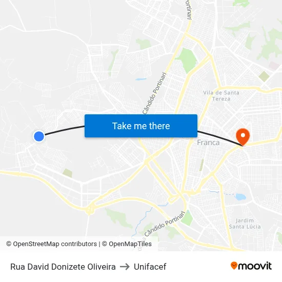 Rua David Donizete Oliveira to Unifacef map