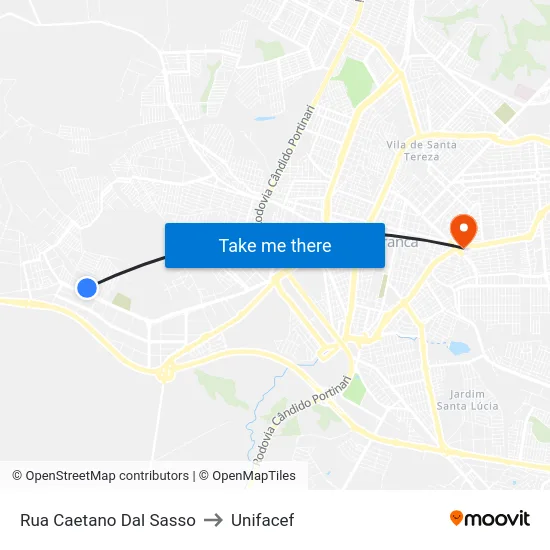 Rua Caetano Dal Sasso to Unifacef map