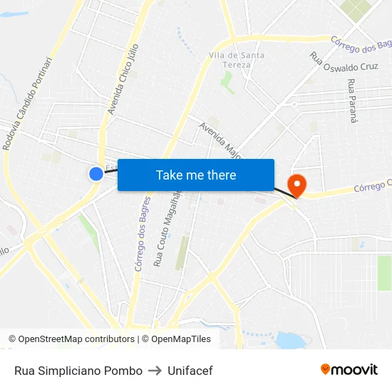Rua Simpliciano Pombo to Unifacef map