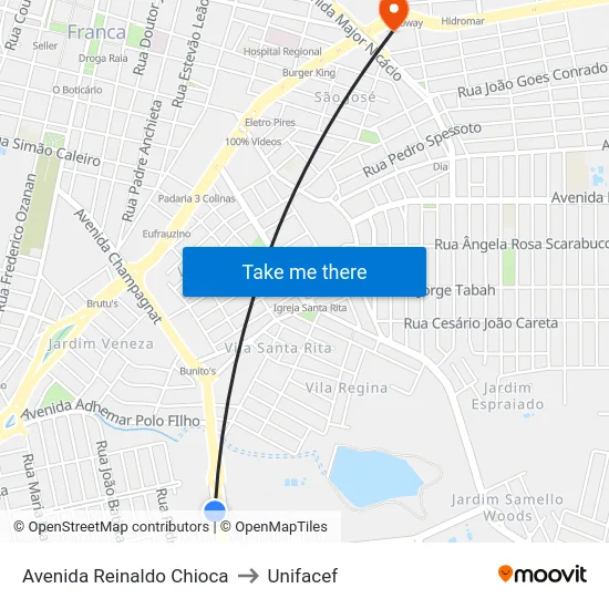 Avenida Reinaldo Chioca to Unifacef map