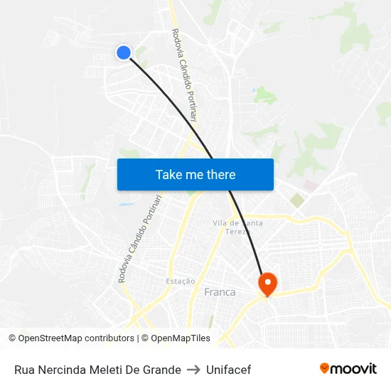 Rua Nercinda Meleti De Grande to Unifacef map