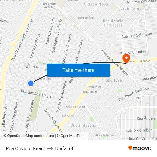 Rua Ouvidor Freire to Unifacef map