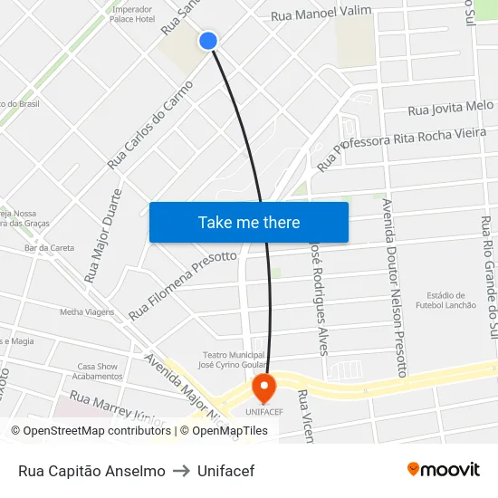 Rua Capitão Anselmo to Unifacef map
