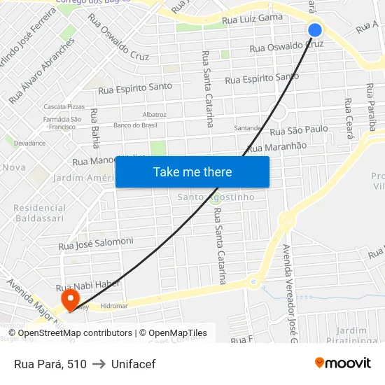 Rua Pará, 510 to Unifacef map