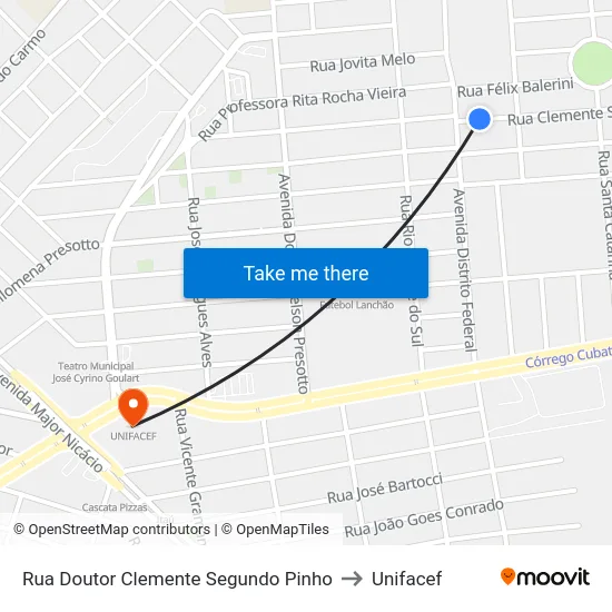 Rua Doutor Clemente Segundo Pinho to Unifacef map