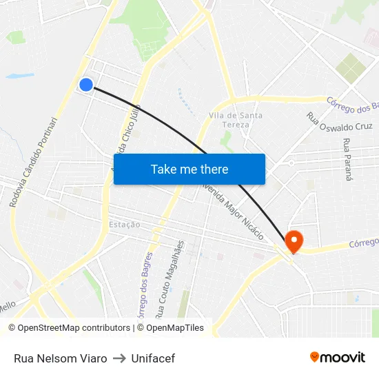 Rua Nelsom Viaro to Unifacef map