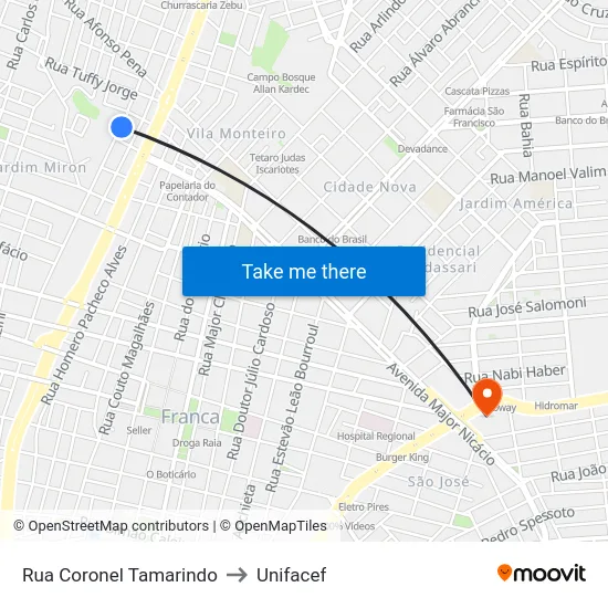 Rua Coronel Tamarindo to Unifacef map