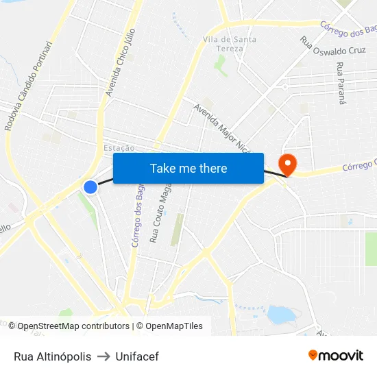 Rua Altinópolis to Unifacef map