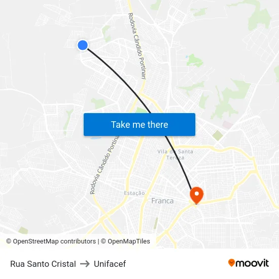 Rua Santo Cristal to Unifacef map