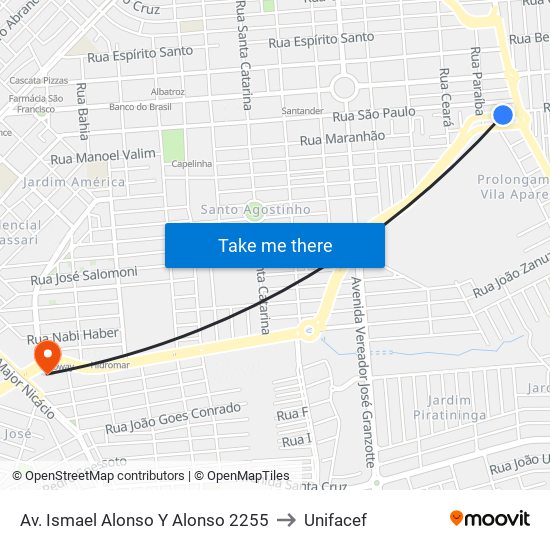 Av. Ismael Alonso Y Alonso 2255 to Unifacef map