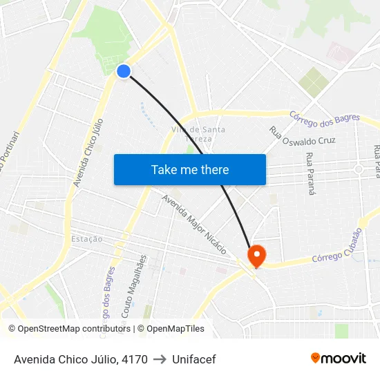 Avenida Chico Júlio, 4170 to Unifacef map