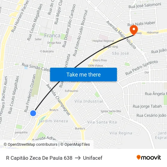 R Capitão Zeca De Paula 638 to Unifacef map