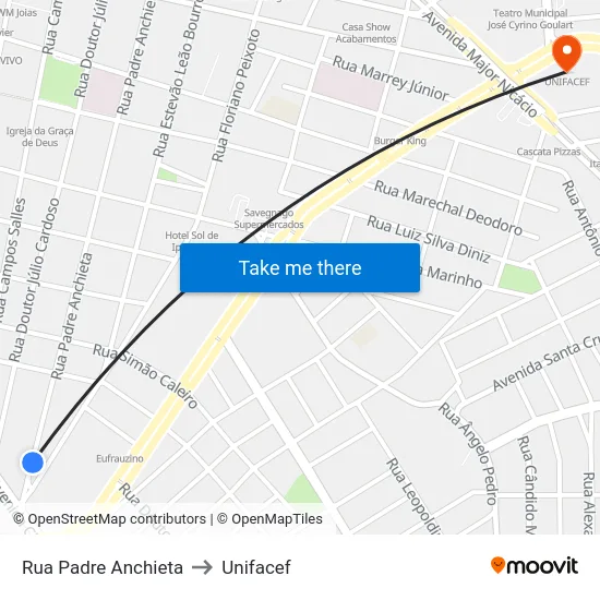 Rua Padre Anchieta to Unifacef map