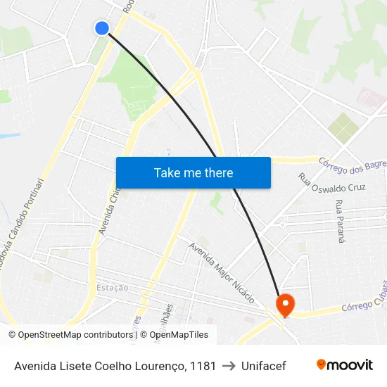 Avenida Lisete Coelho Lourenço, 1181 to Unifacef map